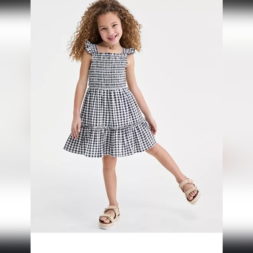Adorable Kids Gingham Dress in Black and White